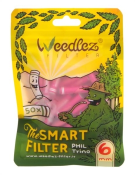 WEEDLEZ® Phil Trino 6mm PINK Smart Filter Zellulose-Aktivkohlefilter 50er